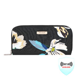 Travelon RFID Blocking Single Zip Wallet Midnight Floral 43398