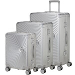 American Tourister Soundbox ALU Hardside Suitcase Set of 3 Silver 55707, 55710, 55711 with FREE Digital Luggage Scale 12775