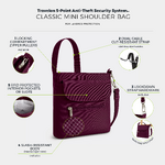 Travelon Classic Anti-Theft Mini Shoulder Bag Burgundy 42459 - 8