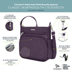 Travelon Classic Anti-Theft North/South Crossbody Bag Purple 43310 - 7