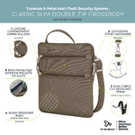 Travelon Classic Anti-Theft Slim Double Zip Crossbody Bag Nutmeg 43116 - 8
