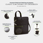 Travelon Classic Anti-Theft Slim Double Zip Crossbody Bag Black 43116 - 8
