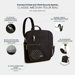 Travelon Classic Anti-Theft Tablet Medium Tour Bag Black 42472 - 8