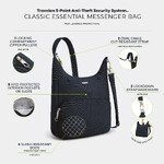 Travelon Classic Anti-Theft Essential Messenger Bag Midnight 42457 - ORDER NOW FOR DELIVERY IN LATE FEBRUARY 2026 - 8