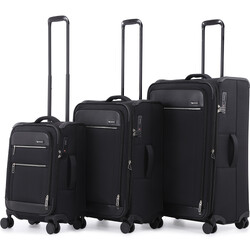 Qantas Melbourne Softside Suitcase Set of 3 Black QF24S, QF24M, QF24L with FREE Digital Luggage Scale 12775