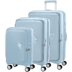 American Tourister Curio Book Opening Hardside Suitcase Set of 3 Summit Blue 53568, 53569, 53570 with FREE Digital Luggage Scale 12775