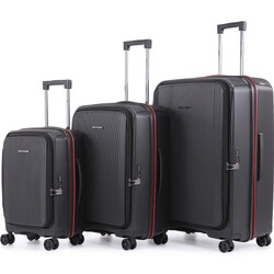 Qantas Mascot Hardside Suitcase Set of 3 Black QF32S, QF32M, QF32L with Free Digital Luggage Scale 12775