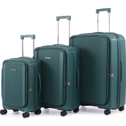 Qantas Mascot Hardside Suitcase Set of 3 Green QF32S, QF32M, QF32L with Free Digital Luggage Scale 12775