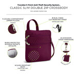 Travelon Classic Anti-Theft Slim Double Zip Crossbody Bag Burgundy 43116 - 8