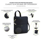 Travelon Classic Anti-Theft Slim Double Zip Crossbody Bag Midnight 43116 - 6