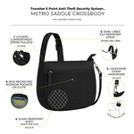 Travelon Metro Anti-Theft Saddle Crossbody Bag Black 43625 - 6