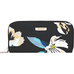 Travelon RFID Blocking Single Zip Wallet Midnight Floral 43398