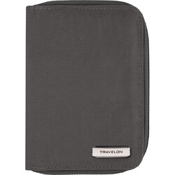 Travelon RFID Blocking Zip Passport Wallet Smoke 43401
