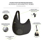 Travelon Runways Anti-Theft Asymmetric Hobo Bag Black 43716 - 8
