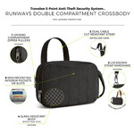 Travelon Runways Anti-Theft Double Compartment Crossbody Bag Black 43714 - 8