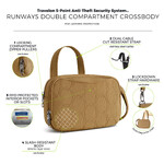 Travelon Runways Anti-Theft Double Compartment Crossbody Bag Latte 43714 - 8