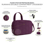 Travelon Runways Anti-Theft Double Compartment Crossbody Bag Plum 43714 - 8