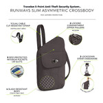Travelon Runways Anti-Theft Slim Asymmetric Crossbody Bag Smoke 43712 - 8