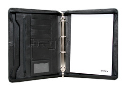 Artex Long Range Planner A4 Leather Ziparound Compendium with Binder plus Handle Black 40309