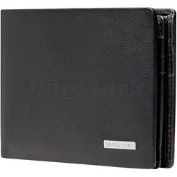 Samsonite RFID DLX Leather Wallet with Coin Pocket Black 91522