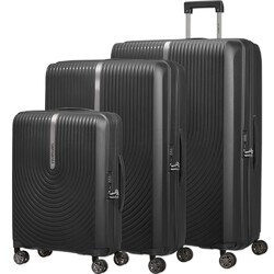 Samsonite Hi-Fi Hardside Suitcase Set of 3 Black 32800, 32802, 32803 with FREE Digital Luggage Scale 12775