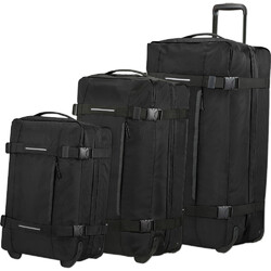 American Tourister Urban Track Drop Bottom Wheel Duffel Set of 3 Asphalt Black 43163, 43164, 43165 with FREE Memory Foam Pillow 21244