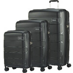 American Tourister Light Max Hardside Suitcase Set of 3 Black 48198, 48199, 48200 with FREE Digital Luggage Scale 12775