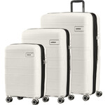 American Tourister Light Max Hardside Suitcase Set of 3 Off White 48198, 48199, 48200 with FREE Digital Luggage Scale 12775