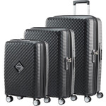 American Tourister Squasem Hardside Suitcase Set of 3 Black 45745, 45746, 45747 with FREE Digital Luggage Scale 12775