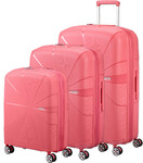 American Tourister Starvibe Hardside Suitcase Set of 3 Sun Kissed Coral 46370, 46371, 46372 with FREE Memory Foam Pillow 21244