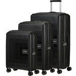 American Tourister Aerostep Hardside Suitcase Set of 3 Black 46819, 46820, 46821 with FREE Digital Luggage Scale 12775