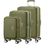 American Tourister Curio Book Opening Hardside Suitcase Set of 3 Khaki 48232, 48233, 48234 with FREE Digital Luggage Scale 12775