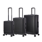 Qantas Rome Hardside Suitcase Set of 3 Black QF25S, QF25M, QF25L with FREE Memory Foam Pillow 21244