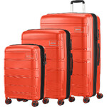 American Tourister Light Max Hardside Suitcase Set of 3 Flame Orange 48198, 48199, 48200 with FREE Digital Luggage Scale 12775