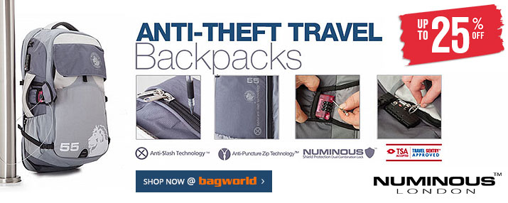 Numinous Anti-Theft Backpacks @ Bagworld